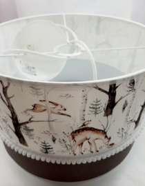 Babylamp taupe ribstof bosdieren
