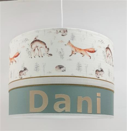 Babylamp bosdieren oudgroen met naam