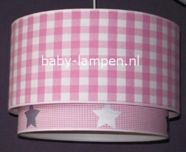 lamp babykamer roze ruit mini roze ruitje met sterren