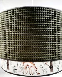 kinderlamp legergroen wafelstof  bosdieren