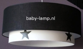 lamp babykamer effen zwart wit met zwarte sterren