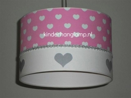 babylamp roze witte hartjes en zilveren hartjes