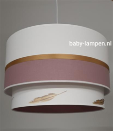 babylampen oudroze met gouden veertjes