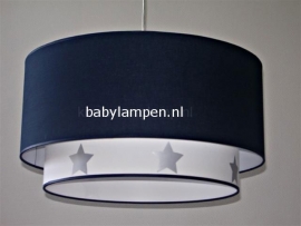 lamp babykamer donkerblauw en zilveren sterren