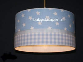 Babylamp lichtblauwe sterren en ruitjes en stipjes binnenkant