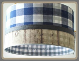 babylamp kobalt blauwe super ruit en steigerhout