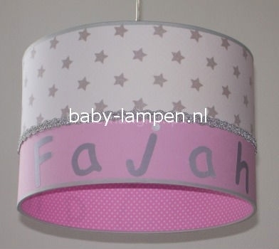 lamp babykamer Fajah roze en zilveren sterretjes