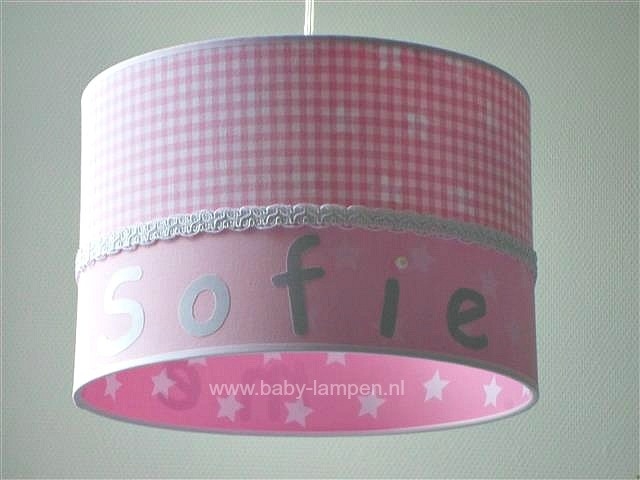 Babylamp Sofie roze ruitje en roze sterretje