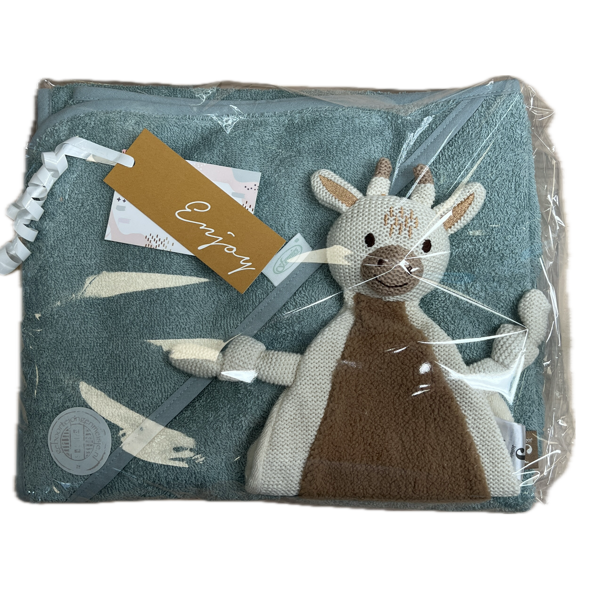 Funnies Badcape Groen 100 cm x 100 cm met speendoekje