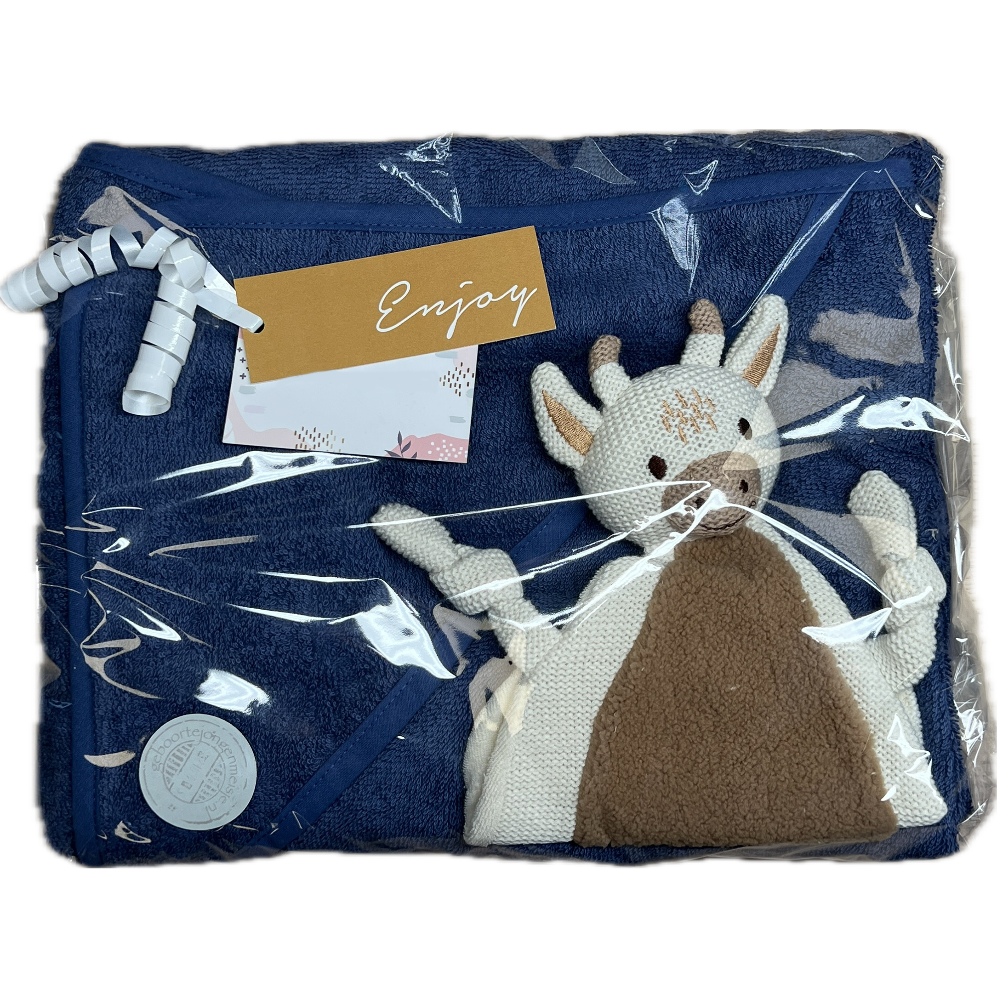 Funnies Badcape Blauw 100 cm x 100 cm met speendoekje