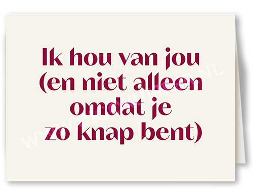 Ik hou van jou (en niet alleen omdat je knap bent)