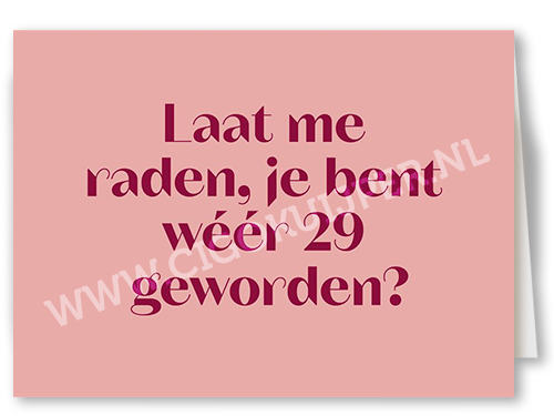 Laat me raden, je bent weer 29 geworden?