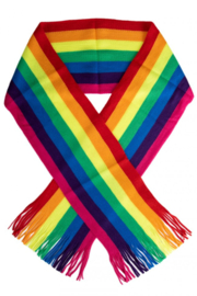 Regenboog sjaal gebreid 180 x25 cm | rainbow