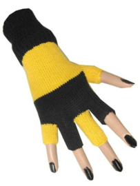 Vingerloze handschoen zwart geel