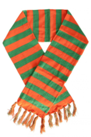 Sjaal gebreid oranje/groen 180x 23 | kruikenstad