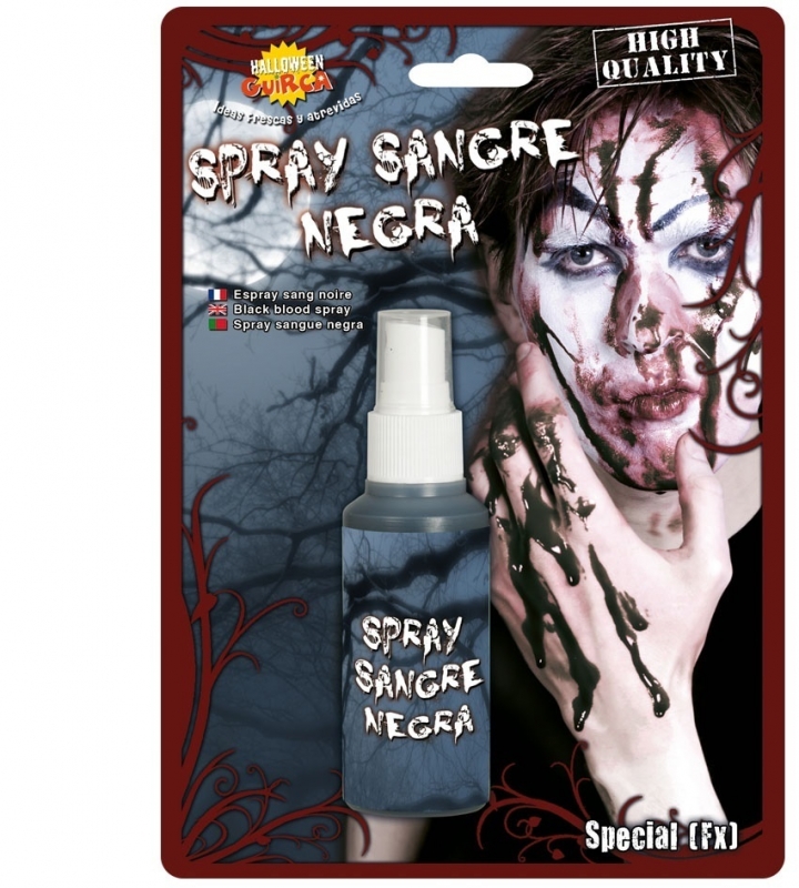 Zwarte zombie bloedspray Zwarte zombie bloedspray
