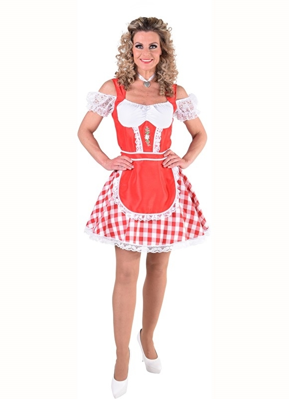 Tiroolse jurk bont rood Tiroolse jurk bont rood