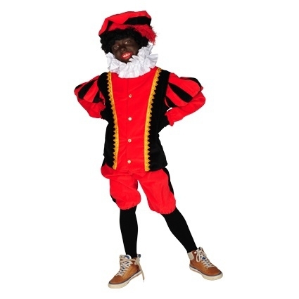 Zwarte pietenpak rood/zwart Zwarte pietenpak rood/zwart