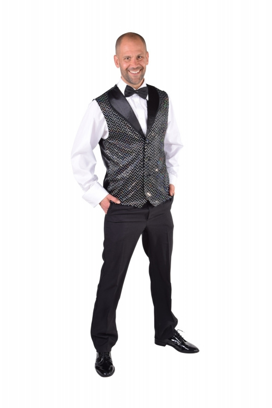 Vest pailletten zwart deluxe Vest pailletten zwart deluxe