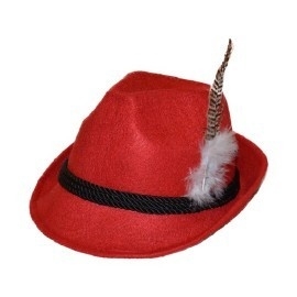 Tiroler hoed deluxe rood Tiroler hoed deluxe rood