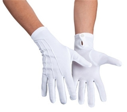 Handschoen wit met drukknoop Handschoen wit met drukknoop