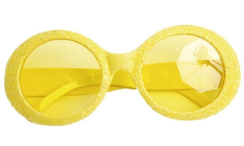 Disco glitter bril geel Disco glitter bril geel