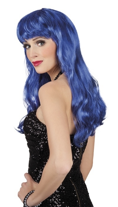 Blauwe Pruik pony lang Blauwe Pruik pony lang