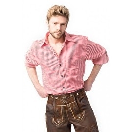 Katoenen Oktoberfest overhemd rood met wit Katoenen Oktoberfest overhemd rood met wit