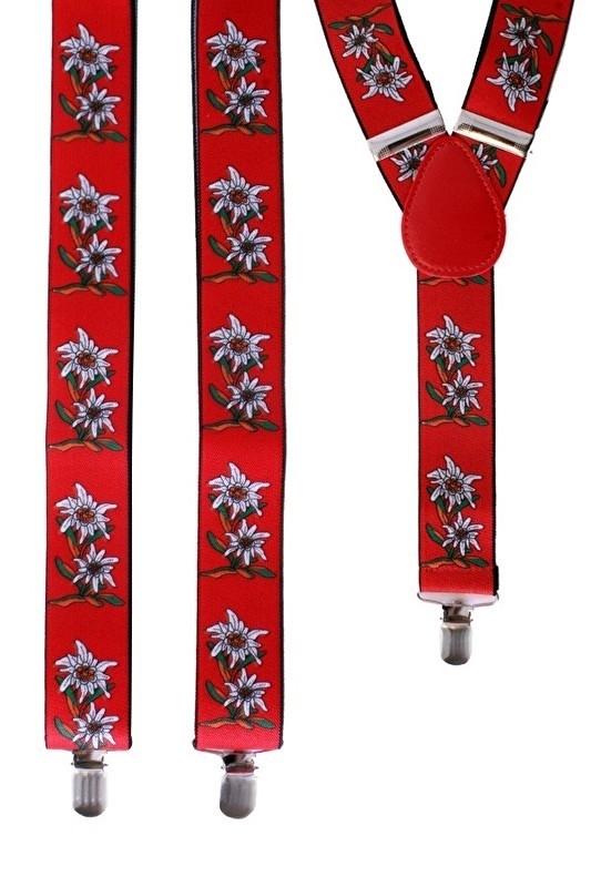 Bretels Tiroler edelweiss rood Bretels Tiroler edelweiss rood