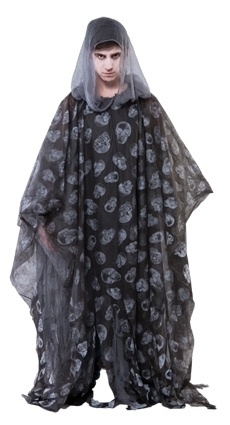 Doodskoppen poncho zwart Doodskoppen poncho zwart