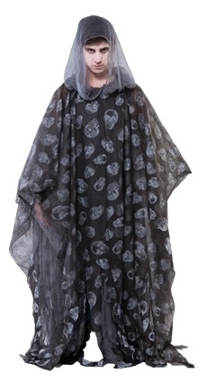 Doodskoppen poncho zwart