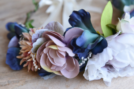 Bloemen haarband supersize blauw/pastel