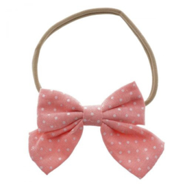 Haarband strik polka roze