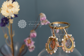 OORBELLEN Crystal beads hoop roze