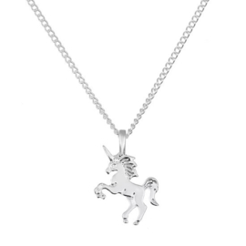 Unicorn / eenhoorn ketting zilverkleurig