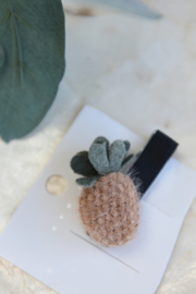 Haarclipje ananas beige