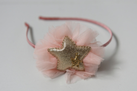 Diadeem ster tule roze