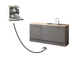 Keuken 180cm vaatwasser INGVAR mat antraciet