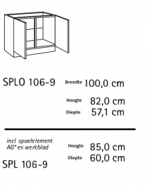 Spoelonderkast Arta met optioneel werkblad 100x60x82