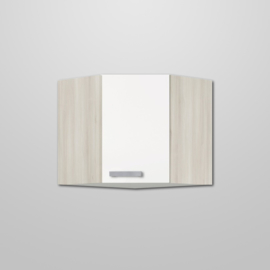 Hoekbovenkast Genf wit met akazia design 60x60x57,6cm