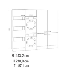 243,2 cm wasmachine / droger set kast MUBO wit