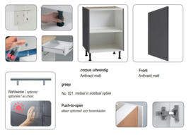 Lade onderkast tbv kookplaat 60 x 58,4 cm  INGVAR mat antraciet