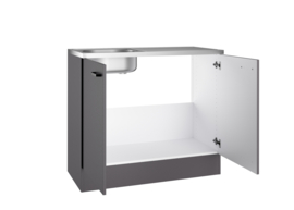 Spoelonderkast antraciet met RVS werkblad 100x50x88 cm