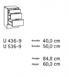 Onderkast lades  Lagos 40x57x82cm