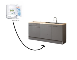 Keuken 180cm Koelkast INGVAR mat antraciet