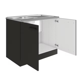 Spoelonderkast antraciet met RVS werkblad 100x50x88 cm