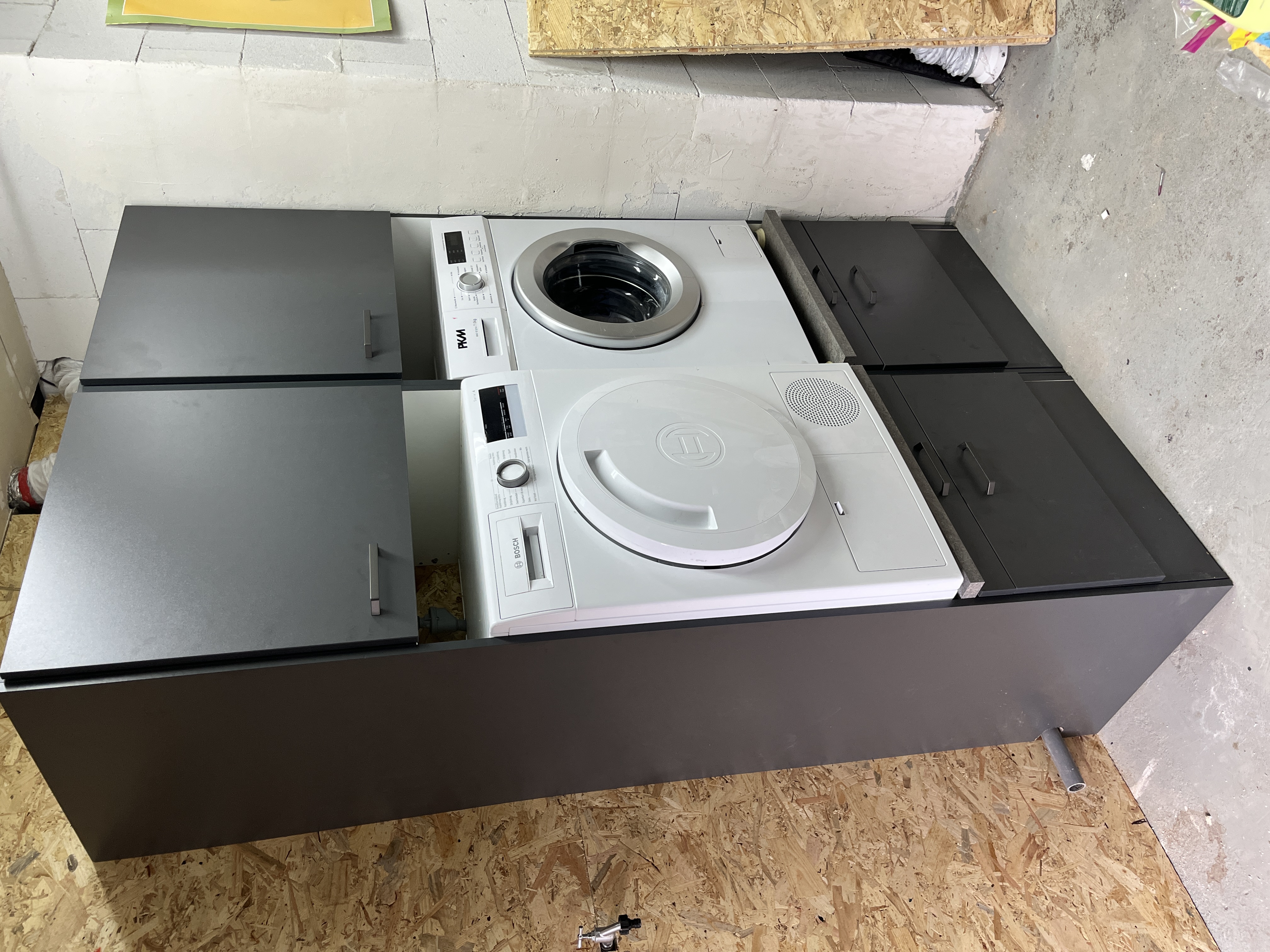 126,4 cm set tbv Droger en wasmachine kast MUKI Antraciet