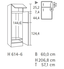 Hogekast met klep Oslo 60x57x206,8 cm