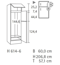 Hogekast met klep Oslo tbv. 88cm koelkast