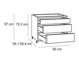 Onderkast 90 x 58,4 cm | 3x uittreklade | wildeikenErik